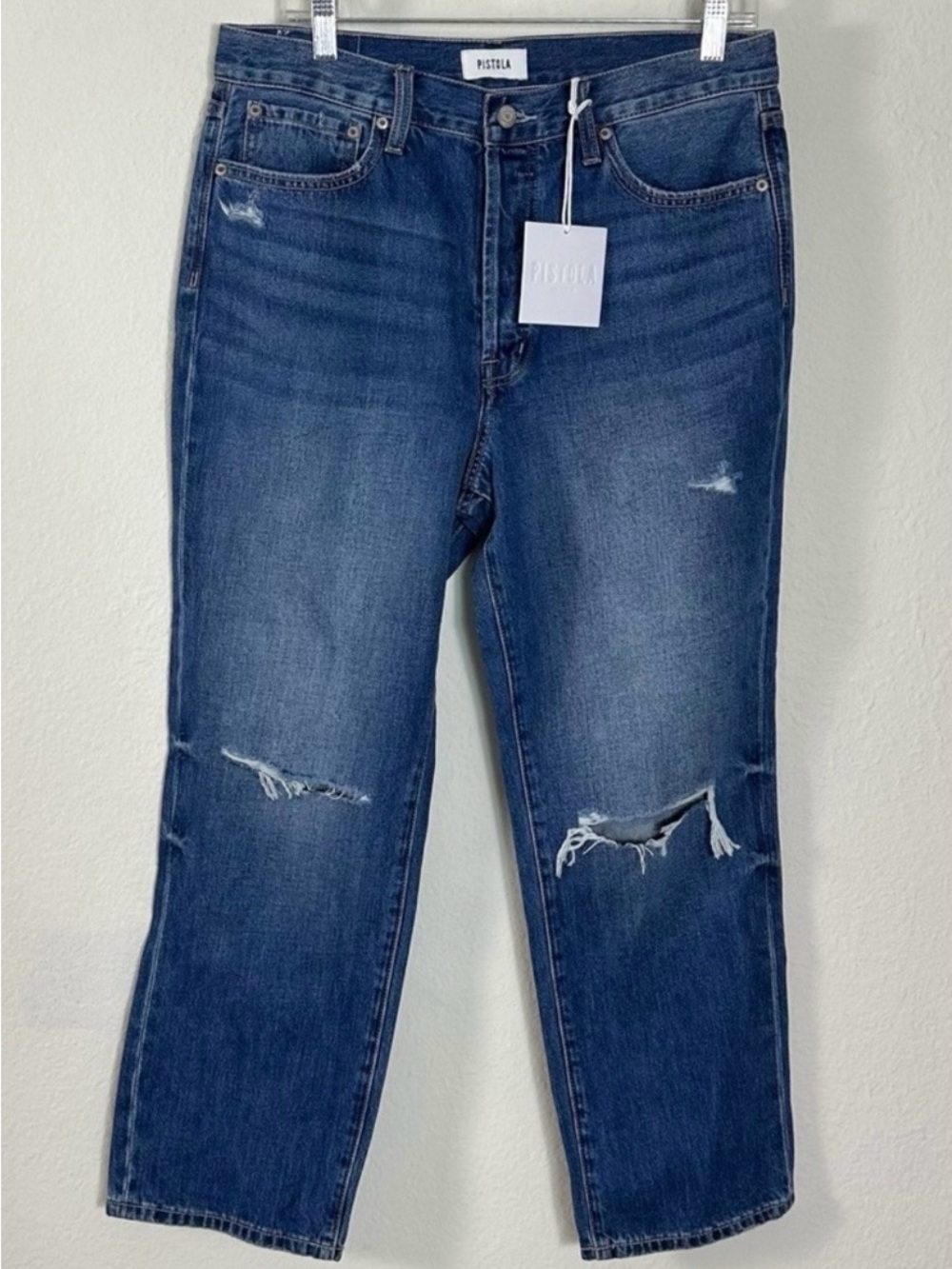 Pistola Charlie High Rise Classic Straight Ankle Aurora Distressed Size 30 NWT